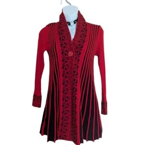 Red and Black Long Cardigan